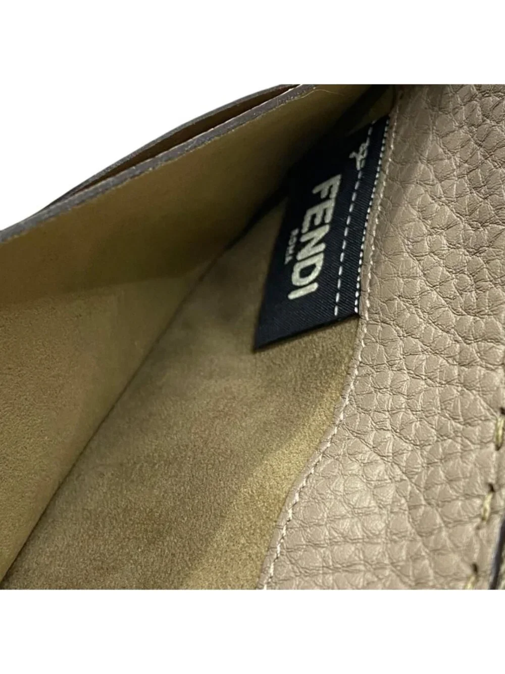 Fendi Wallet Selleria Zip Around Greige Beige Leather